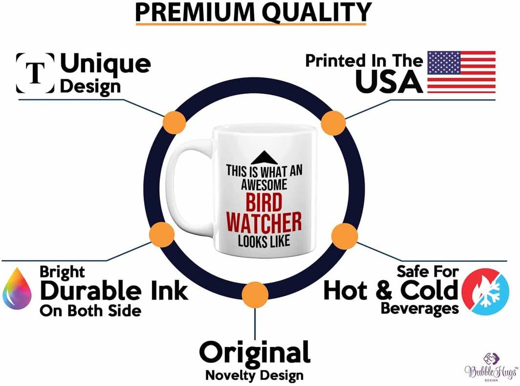 Bird Lover Coffee Mug 11oz White - Awsome bird watcher looks like - Hummingbird Nest Cage Parrot Dad Gardening Outdoor Birdwatcher Feeder