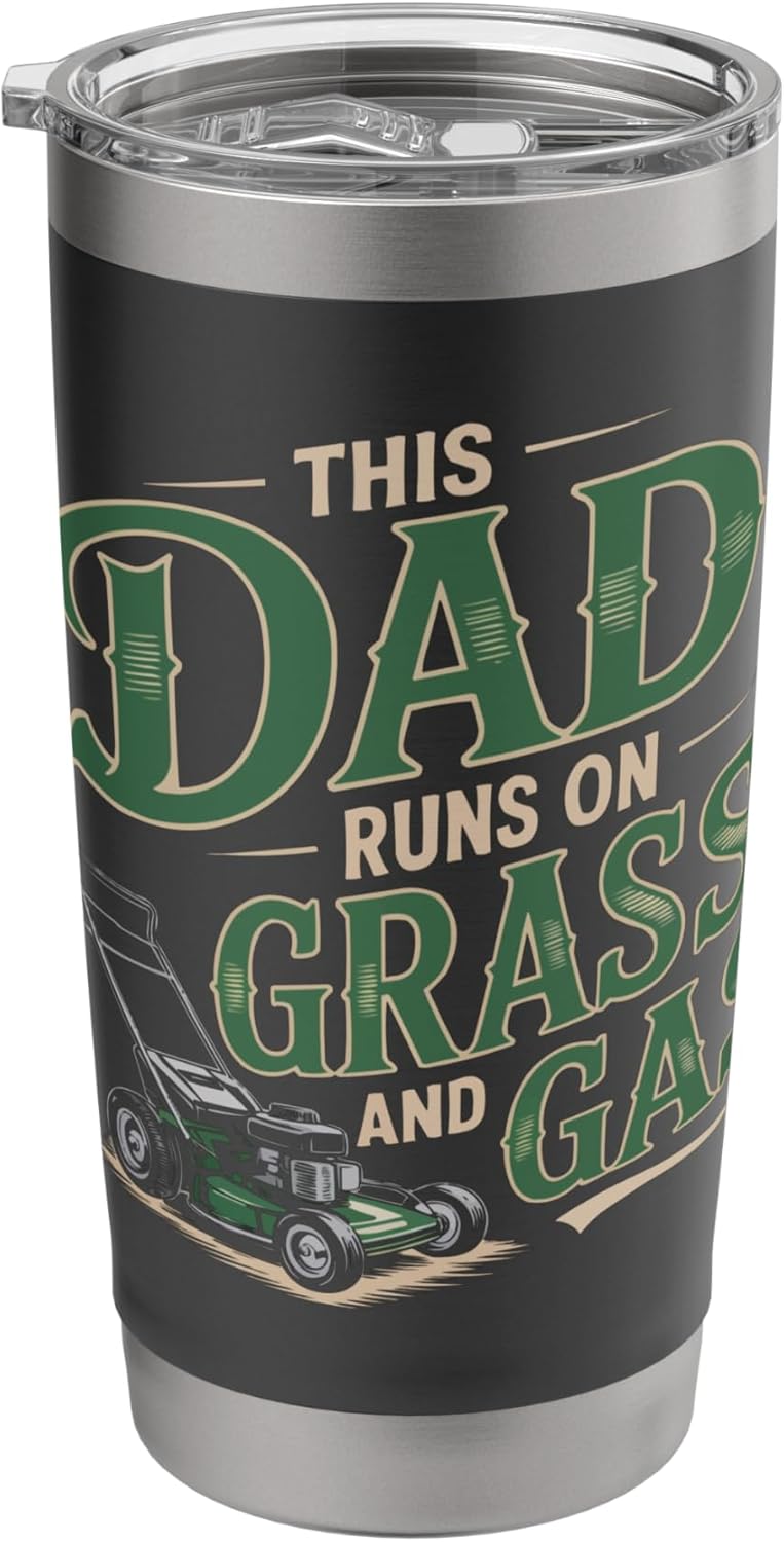 Lawn Mower Dad Lawn Mowing Daddy Lawn Care Gardening Stainless Steel Insulated Tumbler