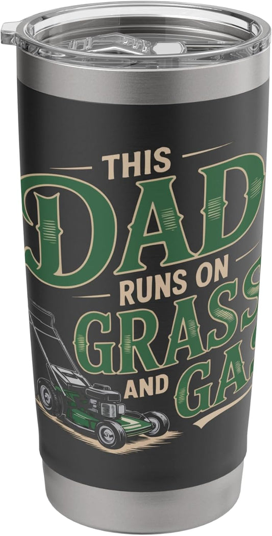 Lawn Mower Dad Lawn Mowing Daddy Lawn Care Gardening Stainless Steel Insulated Tumbler