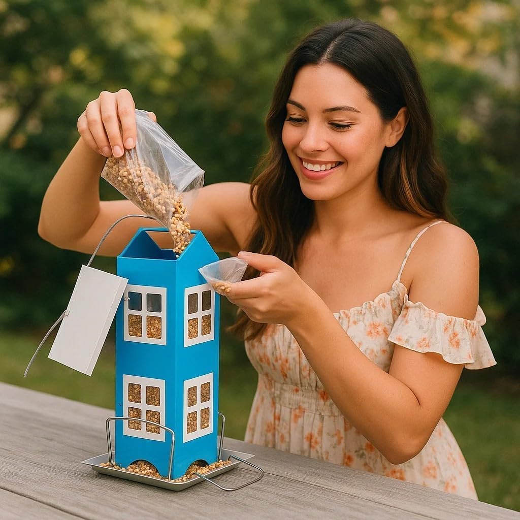 2pk Bird Feeders for Outside, Metal Birdfeeder, Hanging Bird Feeder for Outdoor, Weatherproof Design, Easy Cleaning Refills, Backyard Garden, Patio; Gift idea for Parents