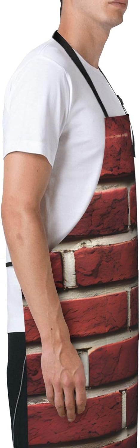Brick Red Stone print Waterproof chef's apron with pocket apron for ki