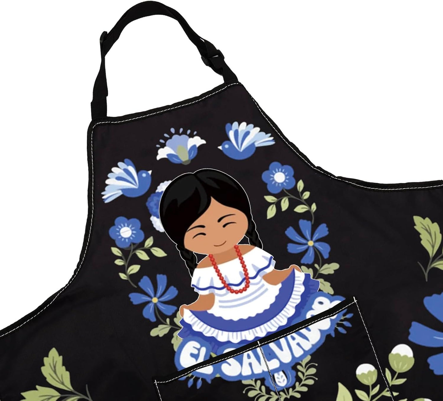 WCGXKO El Salvador Inspired Kitchen Apron Salvadoran Floral Artwork Gift El Salvador Flower Merch