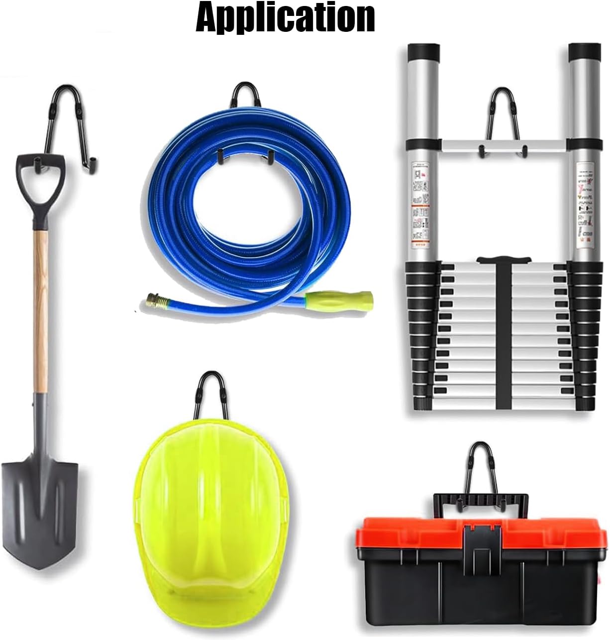 2PCS Wall Mounted Metal Double Hooks with 6 Screws Heavy Duty Storage Rack Bicycle Hook 3.3x2.9x2.2x2.1 inches for Organizing Ropes Chairs Hoses Axes Baseball Bats Garden Tools Shovels