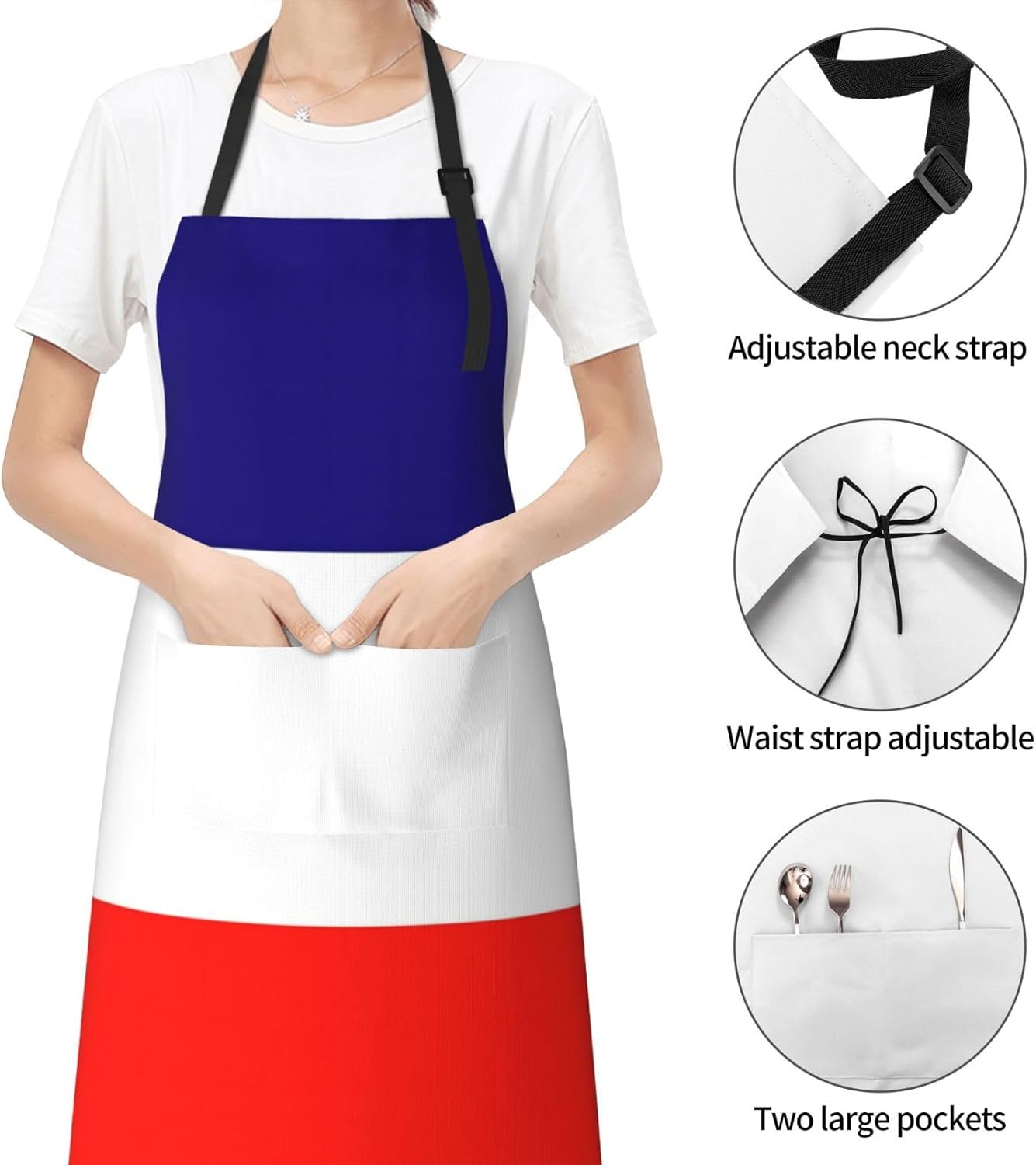 French flag print Waterproof apron with pocket adjustable cooking apron for adult kitchen bibs to bake