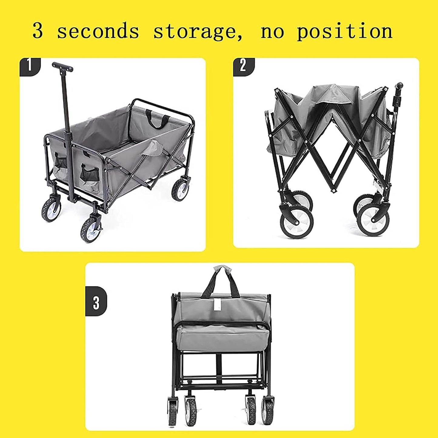 Heavy-Duty Outdoor Camping Folding Shopping Cart Portable Folding Utility Trailer 100l Large Capacity Wide Wheel Wagons Suitable for Shopping Picnics Beaches