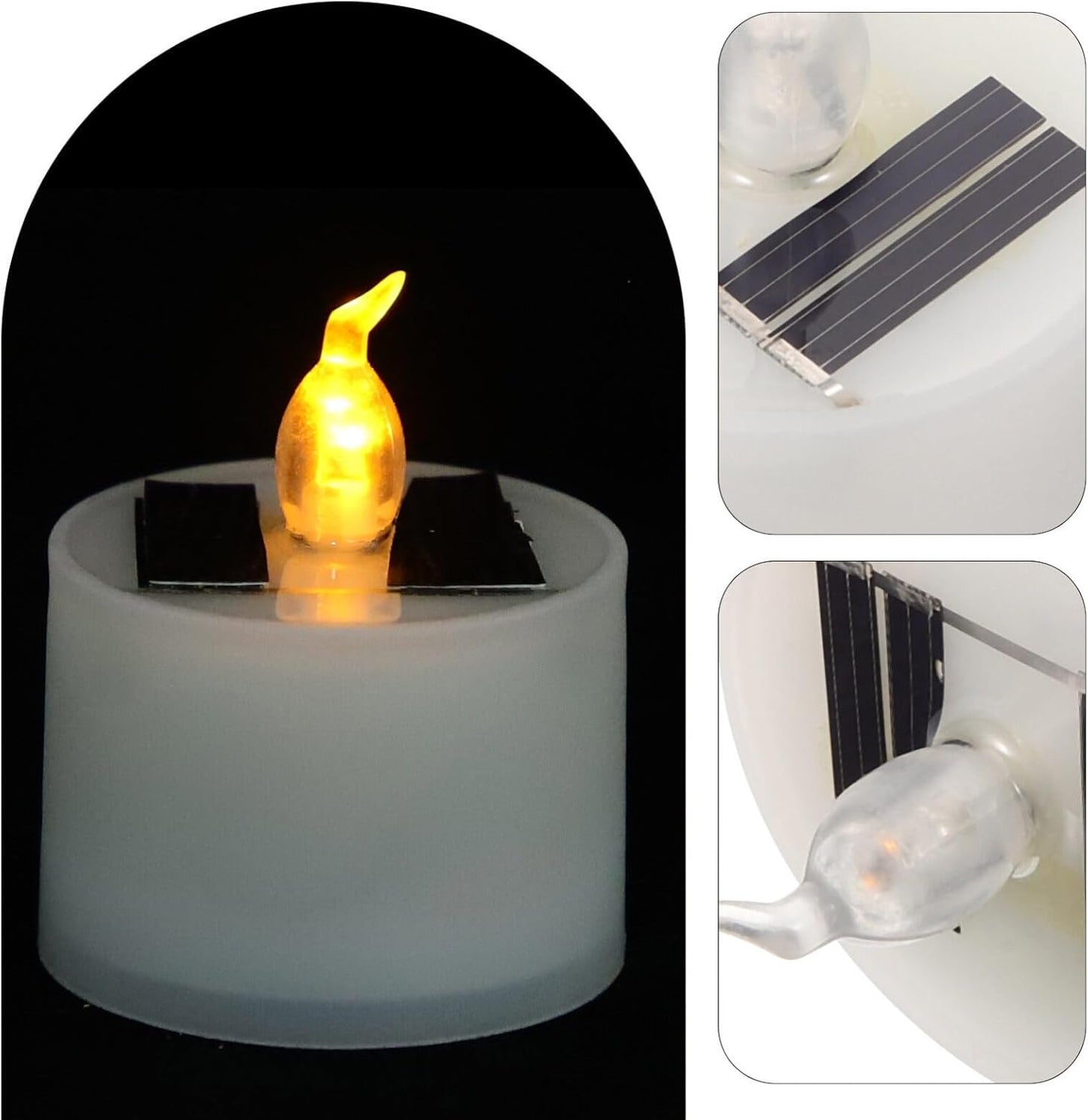 Uonlytech 4pcs Solar Tea Lights Outdoor Waterproof Dusk to Dawn Lighting Reusable LED Tea Light Candles Flickering Flameless Candle Lights for Lantern Garden Camping