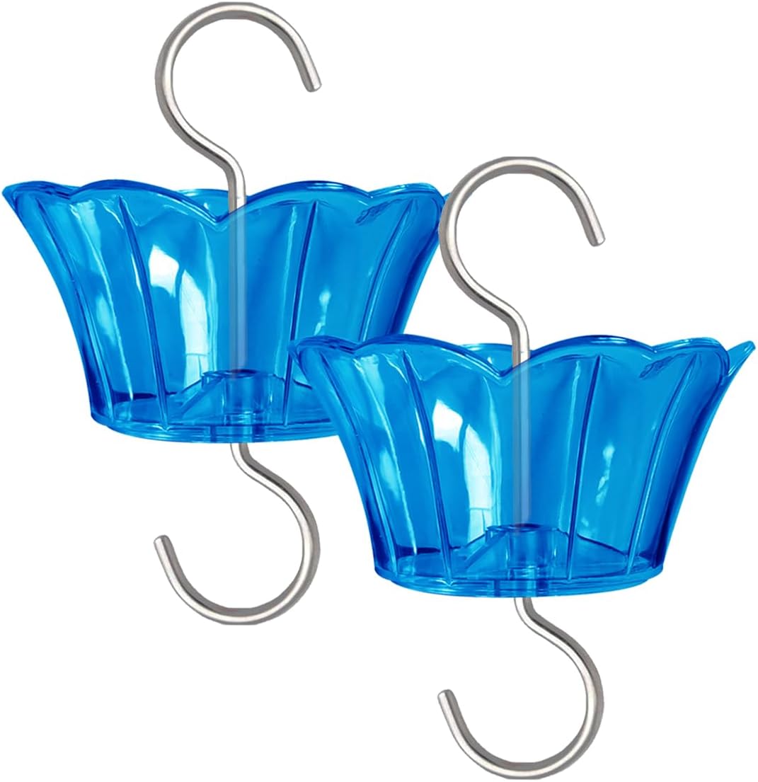 Ant Moat for Hummingbird Feeder - 3 OZ x 2 Pack Insect Guard with Large Capacity (Blue)