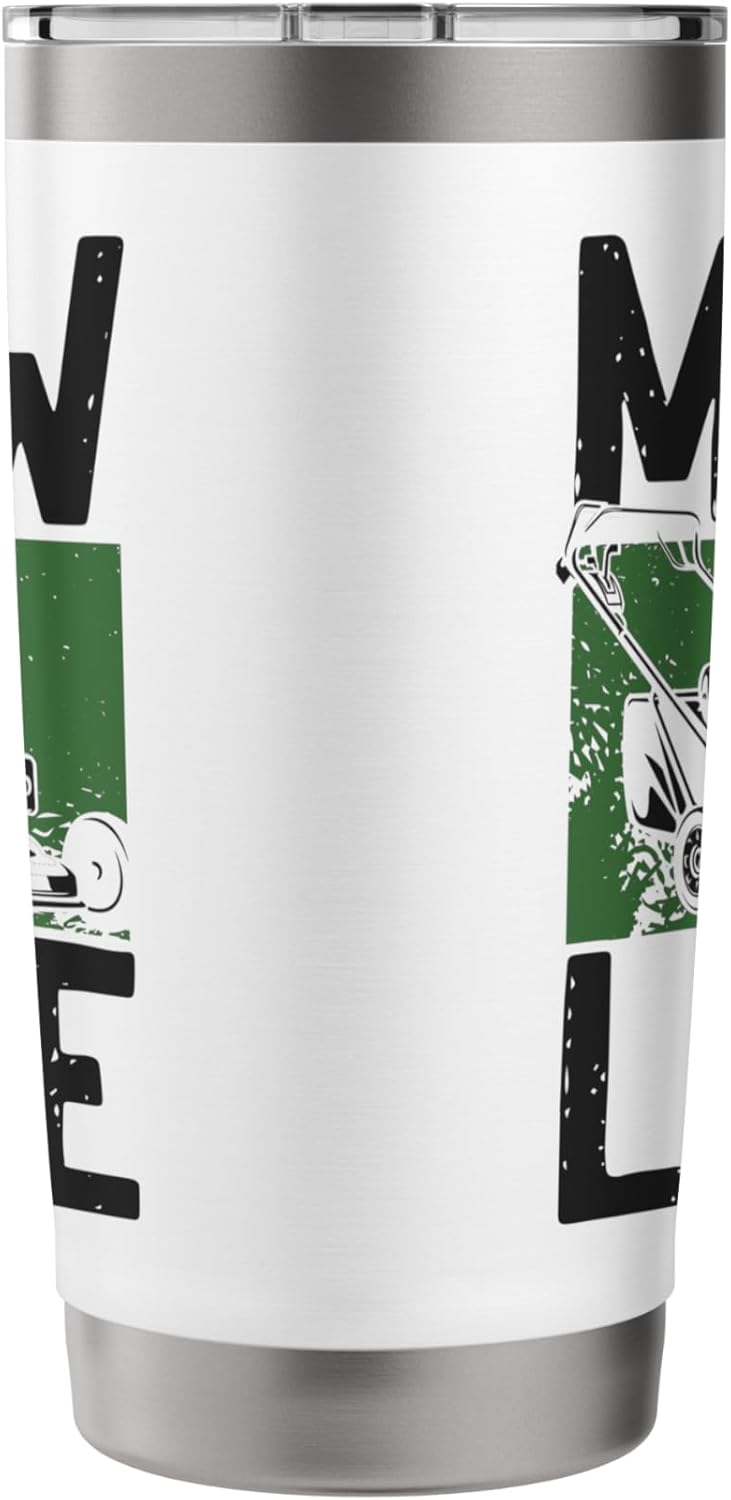 Lawn Mower Mowing Dad Father Landscaper Mow Life Stainless Steel Insulated Tumbler