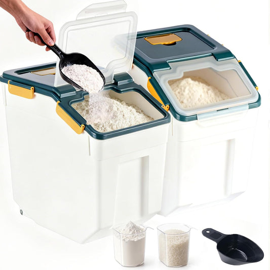 RUIAN 2Pcs Large Flour Storage Container Bin 50Lb Airtight Rice Storag