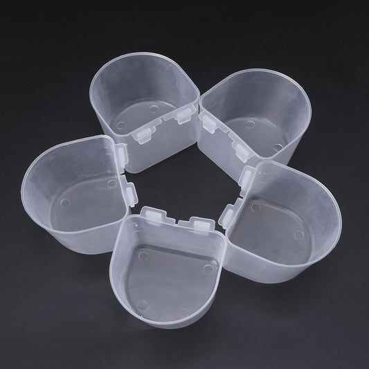 5 Pieces Bird Feeding Cups Plastic Bowls Cage Hanging Dish for Finch C