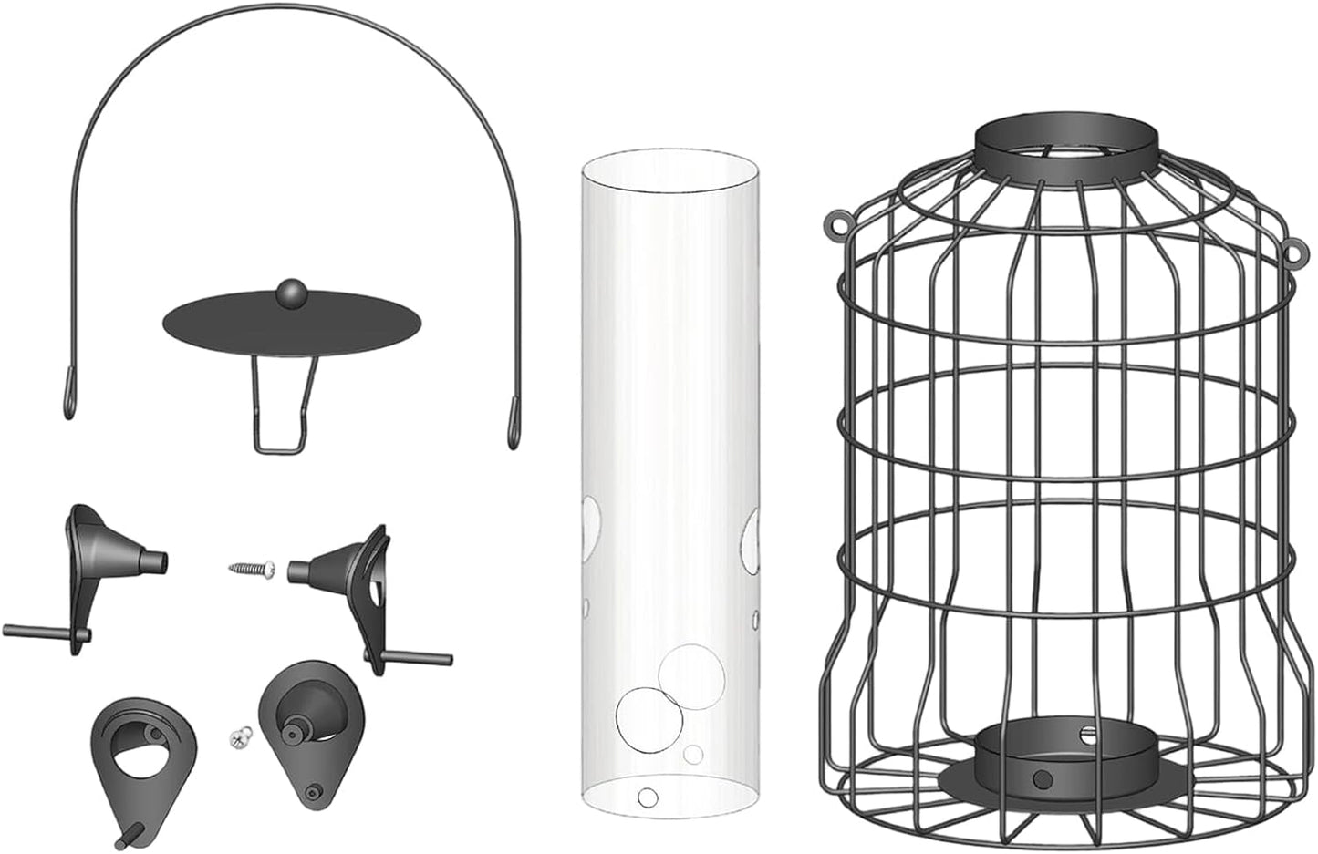 Bird Feeder, 4-Port Weatherproof Squirrel-Proof Metal Large Outdoor Ha