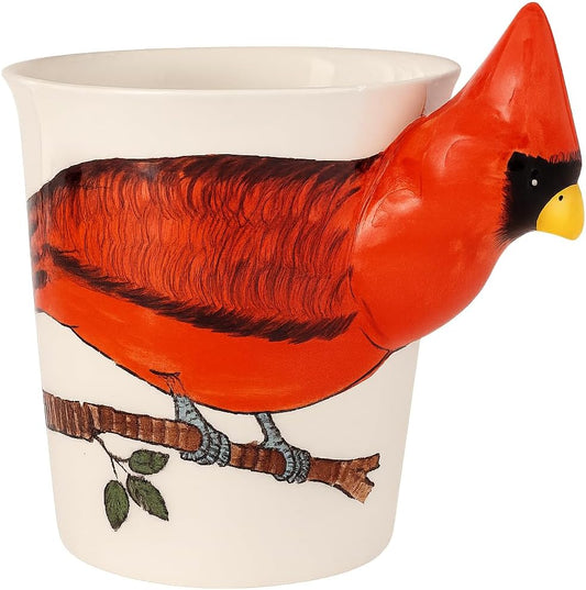 SassyXpressions Cardinal Coffee Mug & Small Planter Pot Handcrafted Red Bird Design – Novelty Decorative Ceramic Tea Mug & Mini Plant Holder, Unique Gift for Bird Lovers, Office & Home Decor