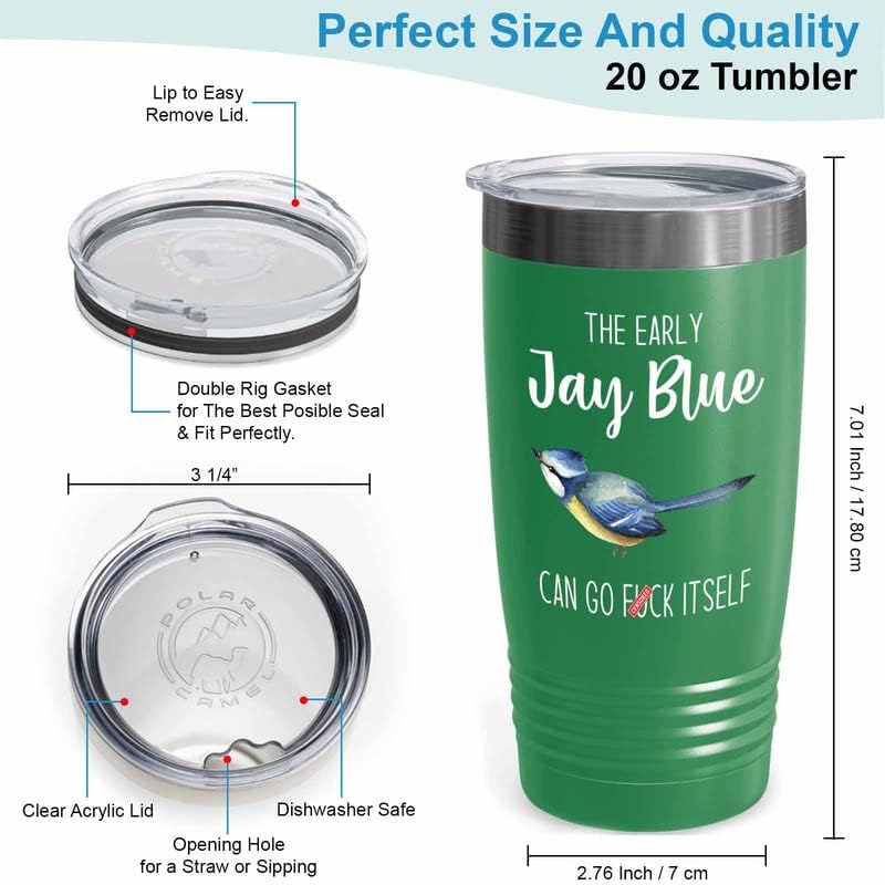 Bird Lover Green Edition Viking Tumbler 20oz - Early Jay Blue go - Hum