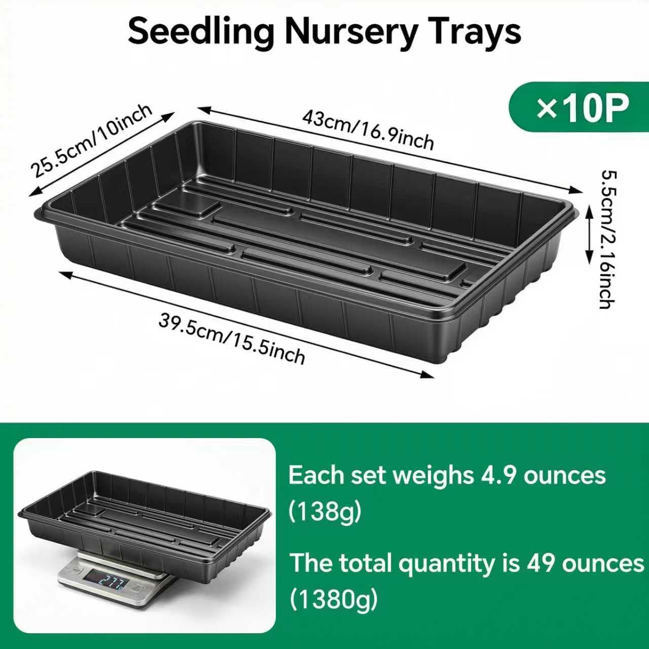 10 Plant Growing Trays,Plant Tray, Seed Tray, Seedling Tray, Propagati