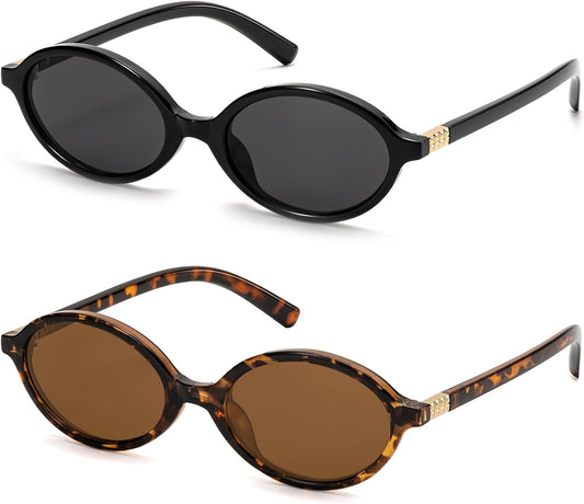 Retro Oval Sunglasses for Women Vintage 90s Y2K Trendy Designer Sun Gl