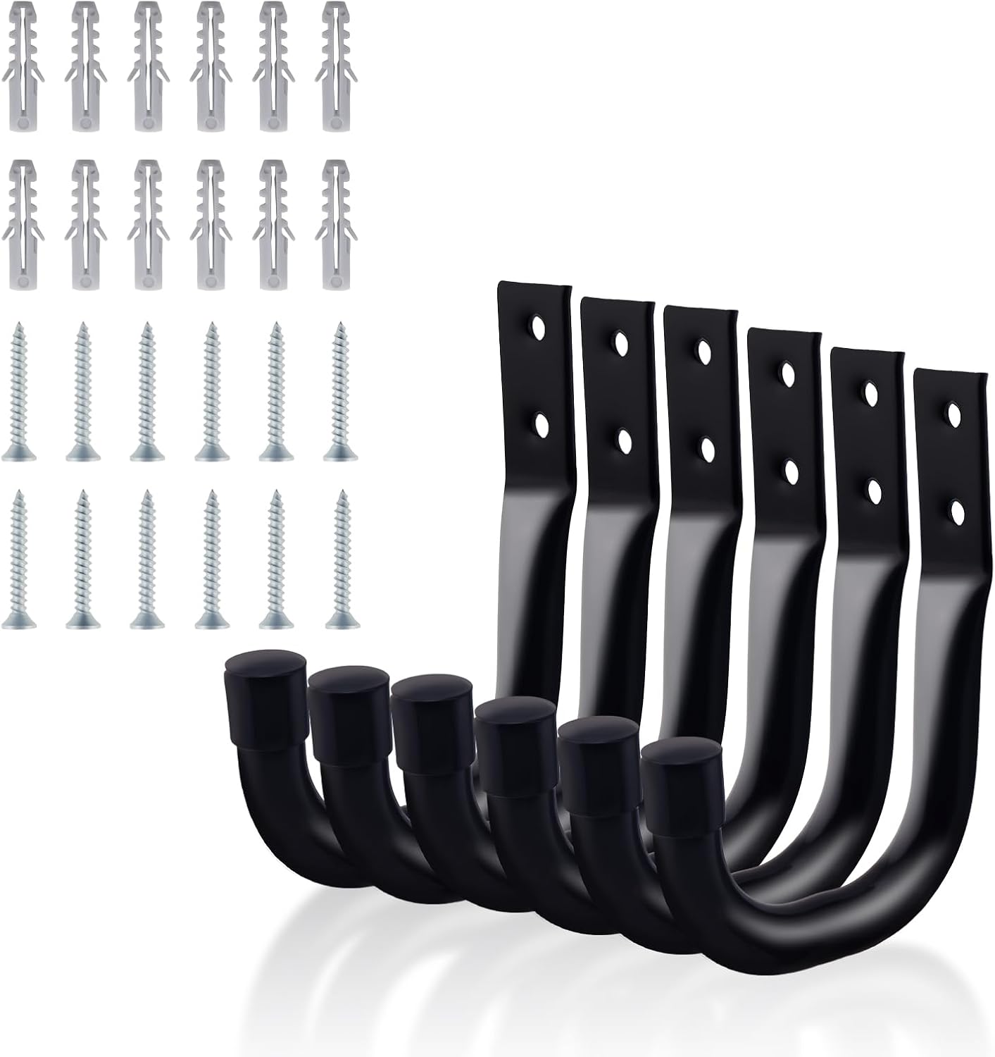 6-Pack Heavy Duty Metal Wall Hooks,Industrial Garage Storage Hooks Large Utility Hook Garage Organizer, J Hooks,Garden Tools, Bicycles/Ladder Outdoor Use