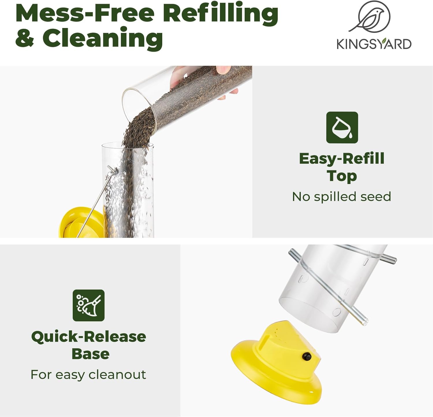 Kingsyard Metal Finch Feeder for Thistle/Nyjer Seed, Tube Bird Feeders