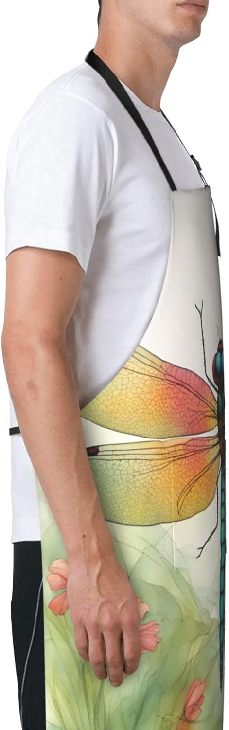 Colorful Dragonfly 1 print Waterproof chef's apron with pocket apron f