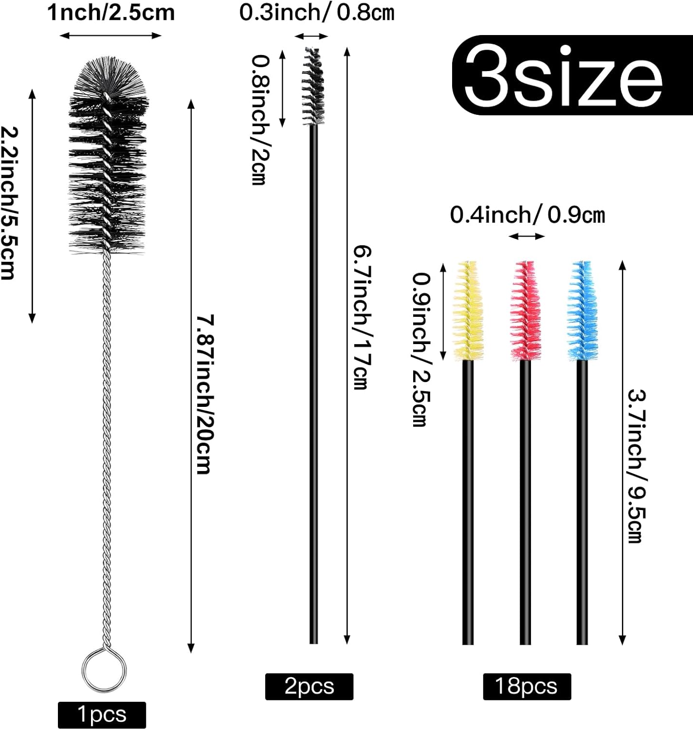 Hummingbird Feeder Cleaning Brushes Set, 21-Piece All-in-One Multi Size Tube Brushes with Stainless Steel Handle for Nectar Ports Cleaning