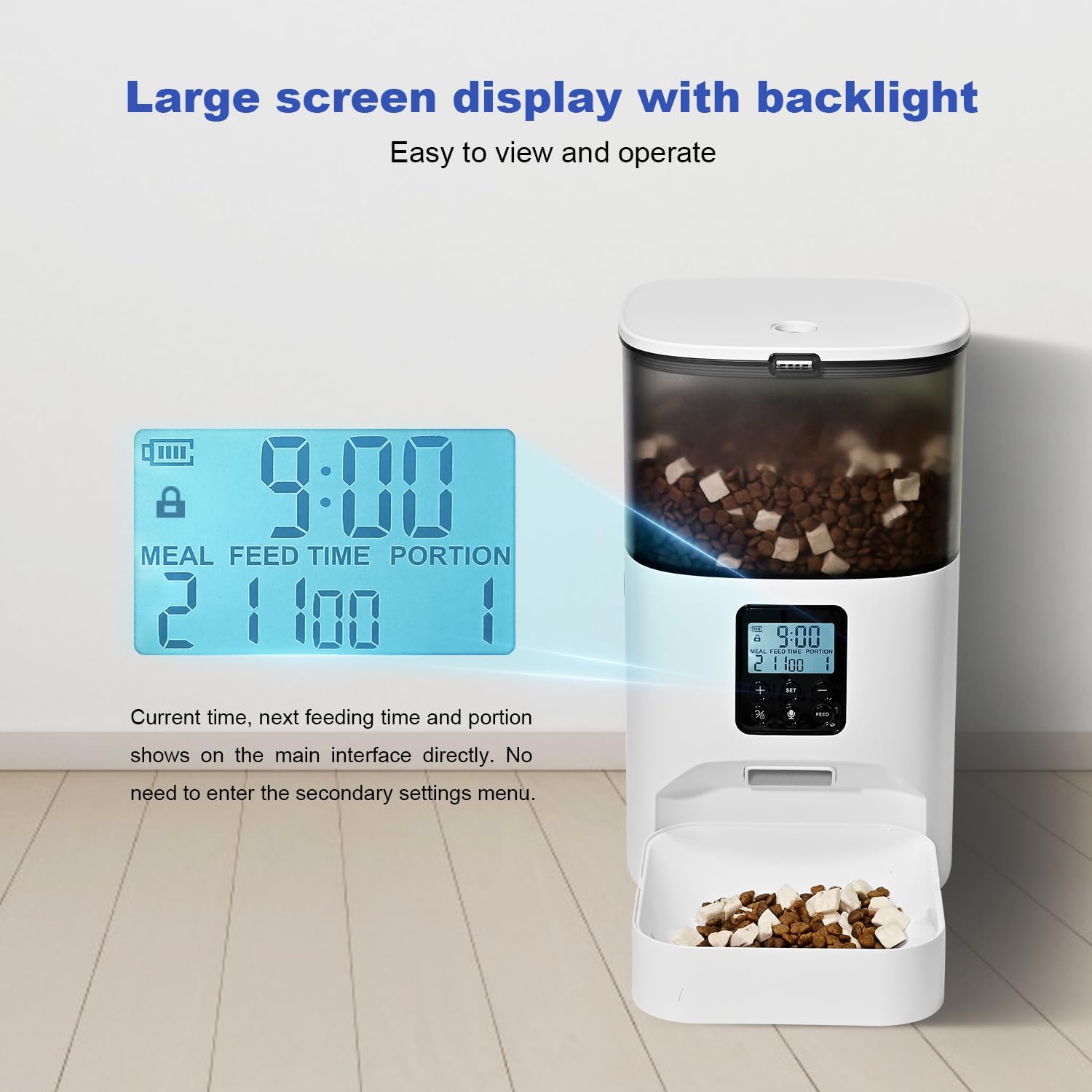 Automatic Cat Feeder, 4L Cat Food Dispenser with 10s Voice Recorder, P