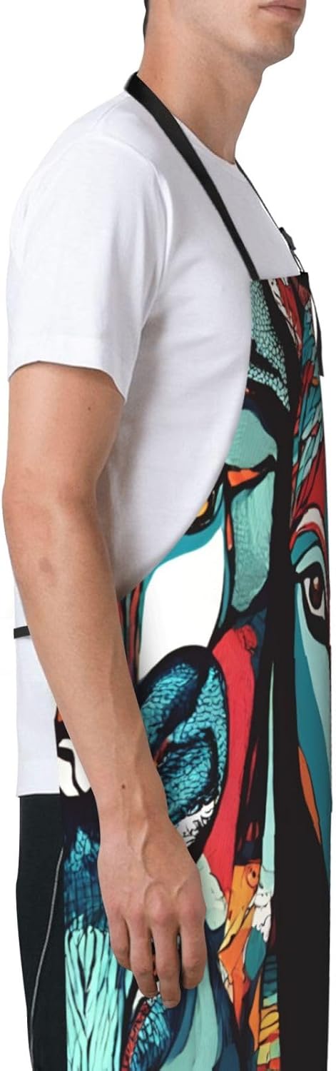 YANYU abstract art Print 28x33 In Kitchen Apron Stylish Chef Apron with Pockets for Cooking Baking Painting