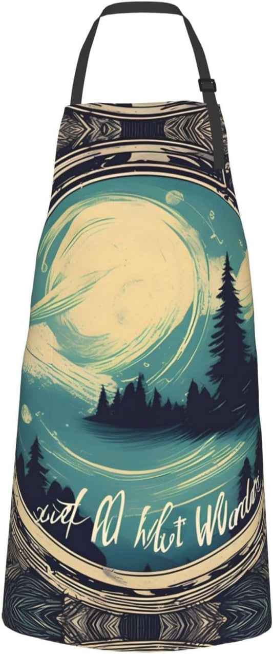 Not All Who Wander Are Lost 1 print Waterproof chef's apron with pocket apron for kitchen cooking baking barbecue and gardening