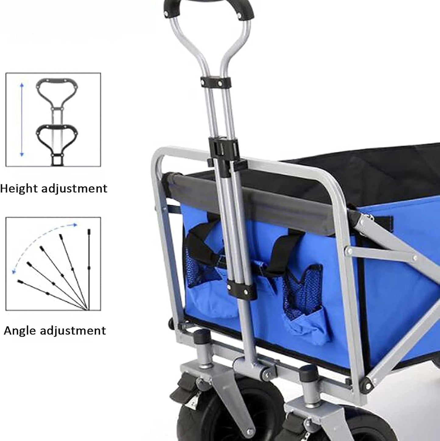 Foldable Garden Cart Outdoor l Heavy-Duty Beach Cart Portable with Adjustable Push-Pull Handle Wagon Stroller Suitable for Courtyard Beach Shopping(100 X 72 X 43 cm) (Purple)