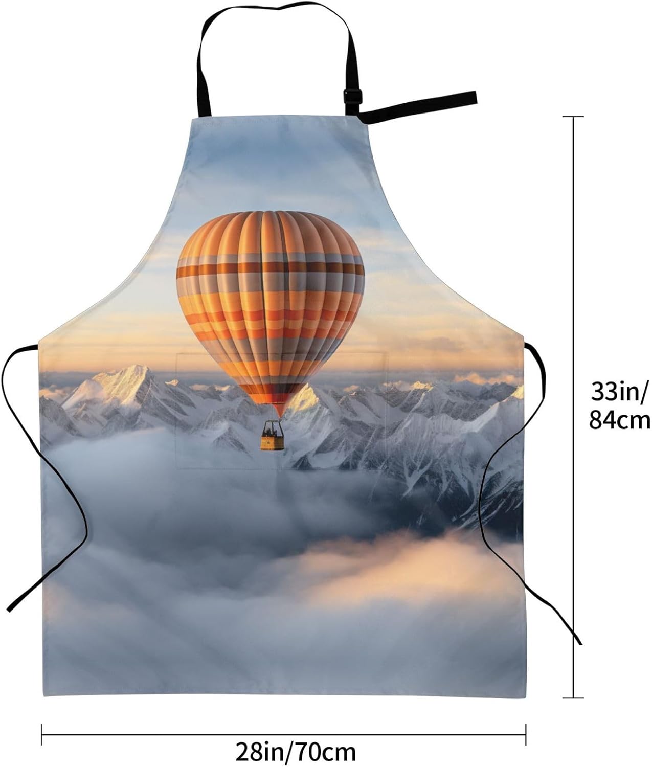 Mountain Hot Air Balloon print Waterproof apron with pocket adjustable cooking apron for adult kitchen bibs to bake