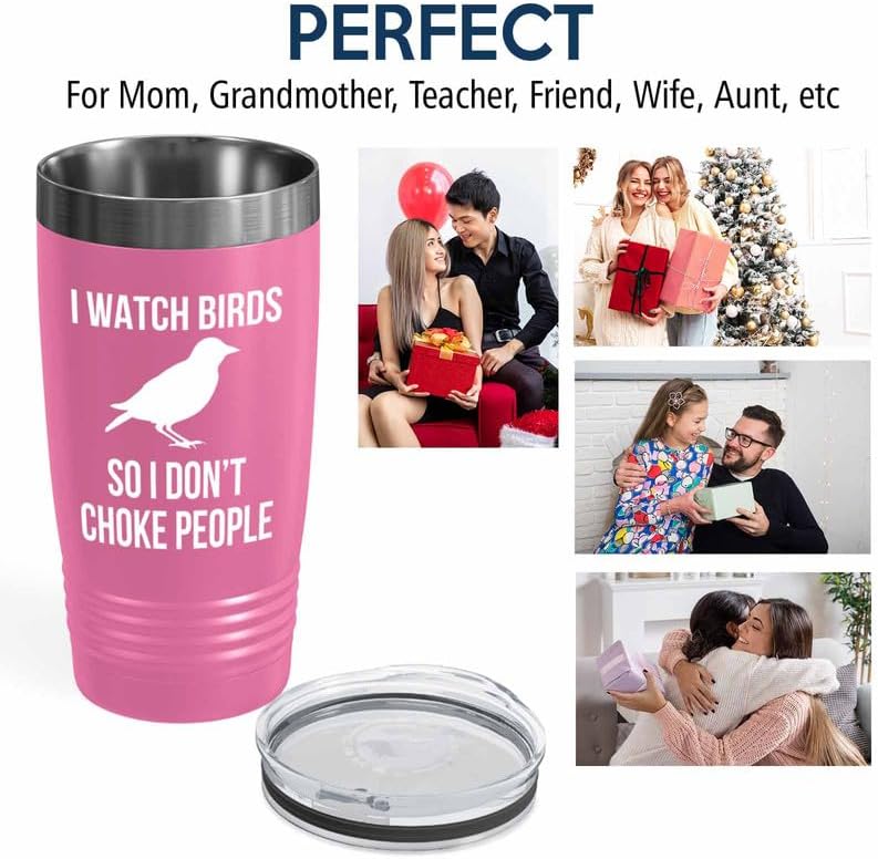 Birding Pink Edition Viking Tumbler 20oz - I watch birds - Bird Feeder Backyard Birdwatcher Gifts Birding Bird Lover