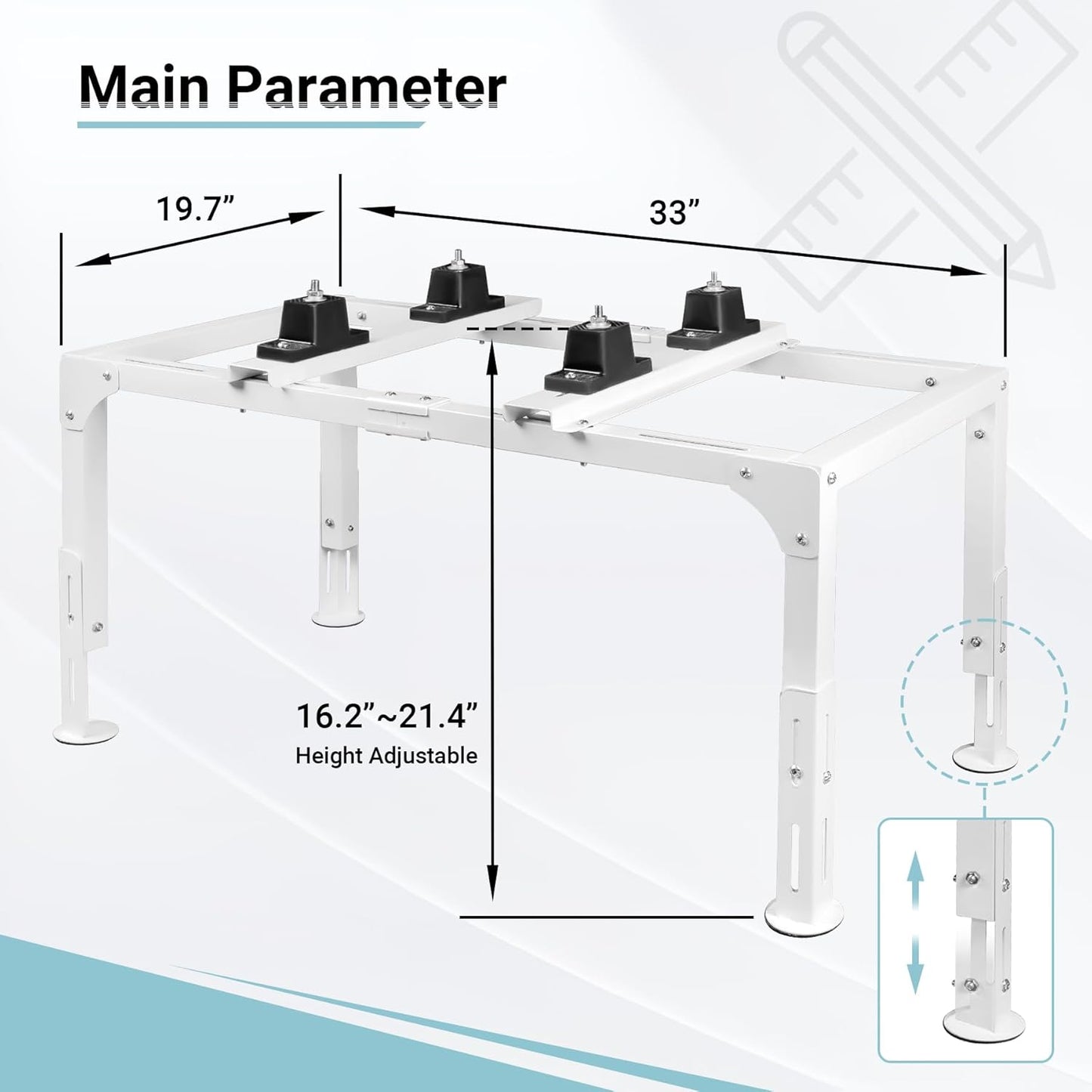 Anti-Vibration Mini Split Stand for 9,000-24,000 BTU Ductless Mini Split Air Conditioner Heat Pump, Adjustable Heavy Duty Mini Split Ground Stand for Outdoor Use, 400LBS Load Capacity