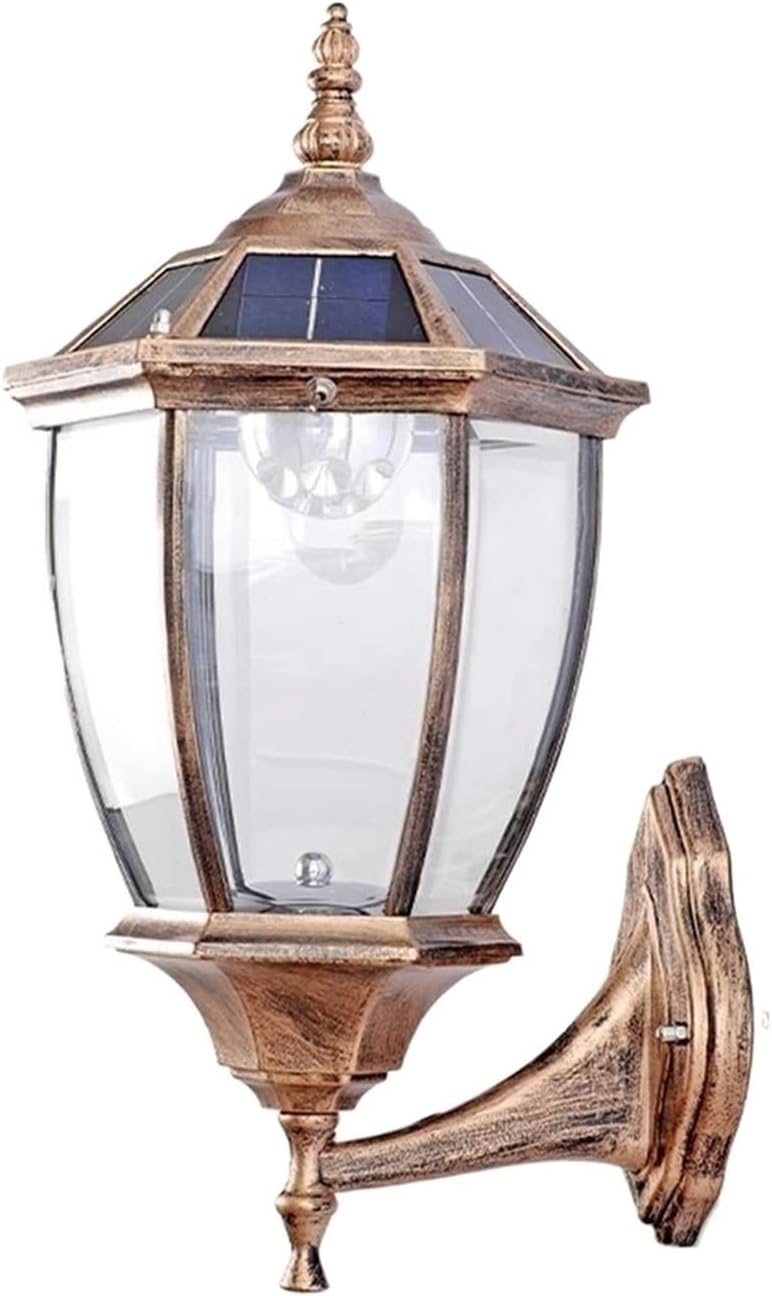Brightness Dimmable Smart Timing IP54 Waterproof Outside Lights LED Solar Lamp Outdoor Glass Lantern Ligting Garden Fence Wall for Garage Patio Balcony with Remote Control