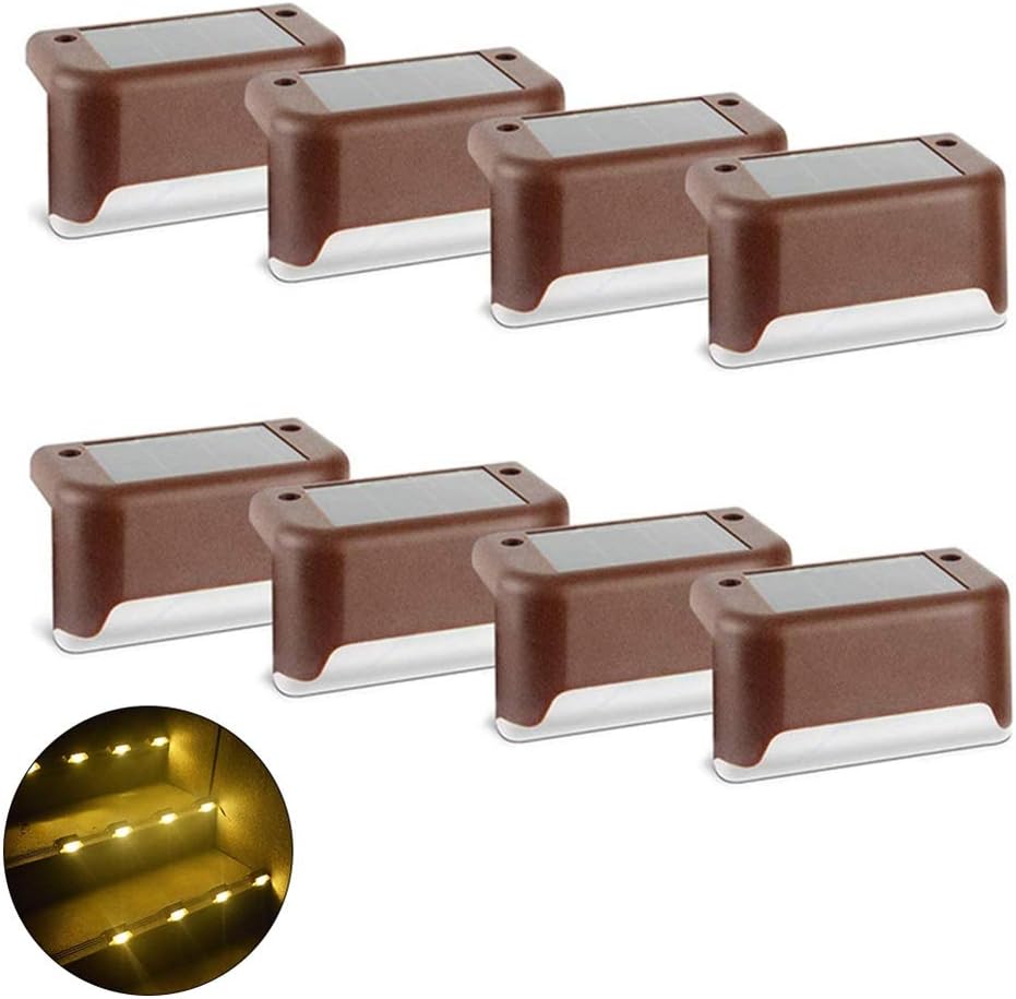 Wall Light 8/16 PCS Solar Lights Solar Step Lights Outdoor Waterproof Solar Stair Fence Lamp Decoration for Patio Stairs Garden Yard