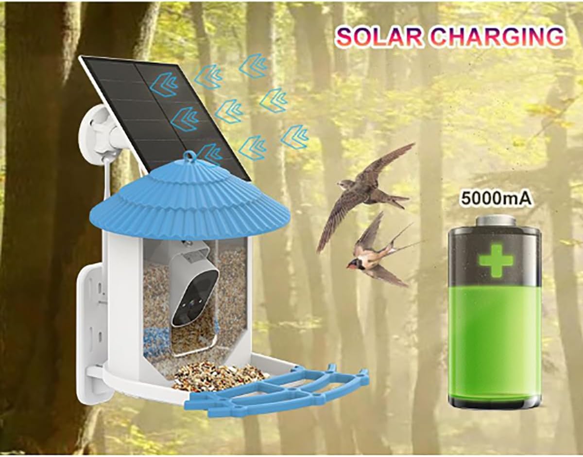 Smart Bird Feeder with Camera, AI Bird Species Identification, Solar P