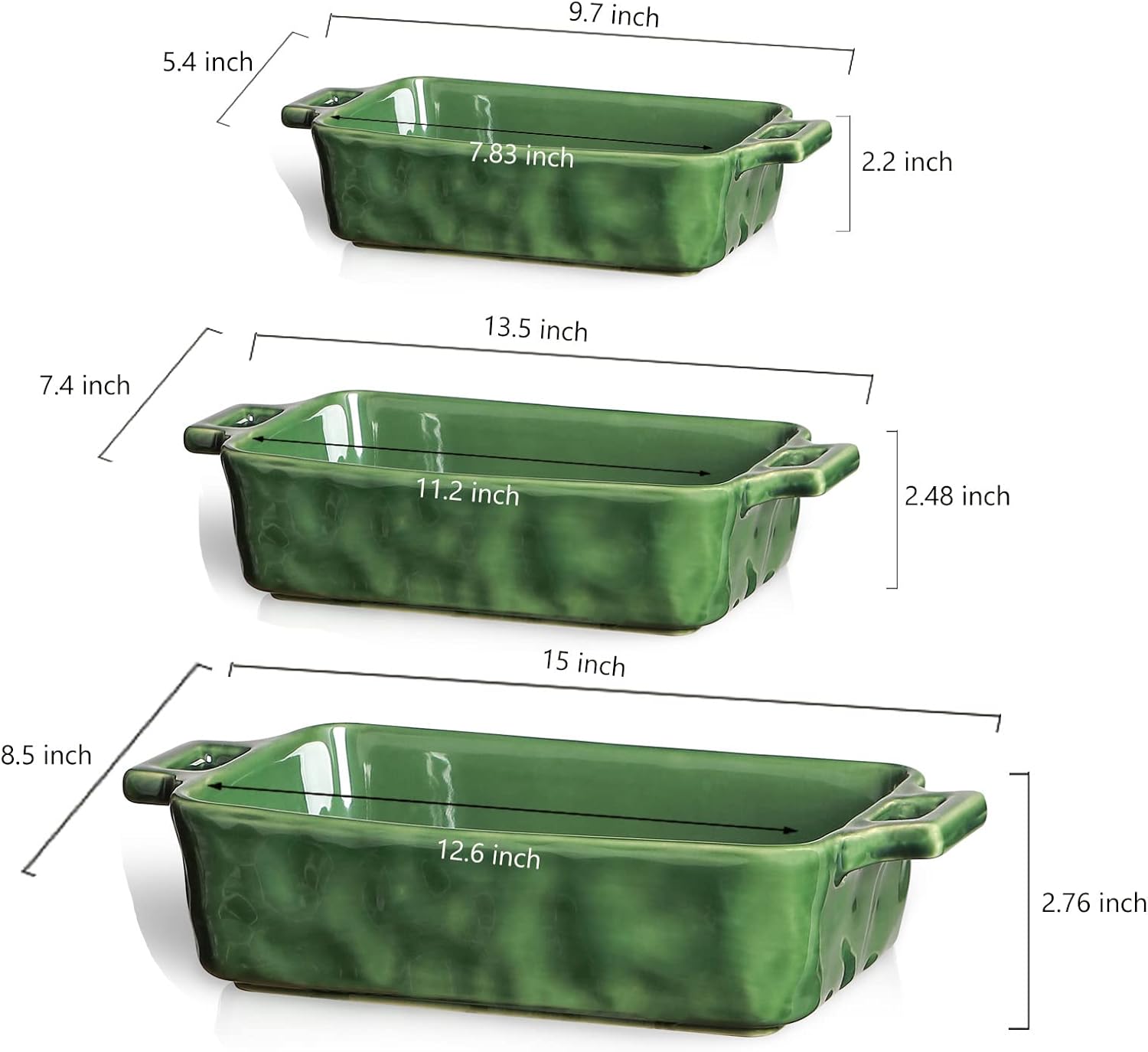 VICRAYS Ceramic Bakeware Set, Porcelain Rectangular Baking Dish, Bakin