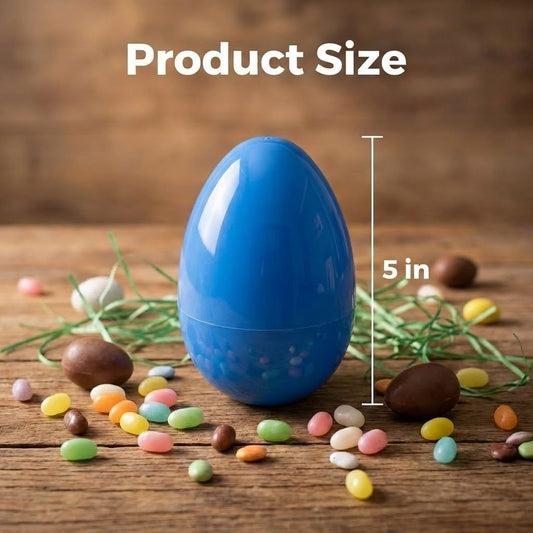 Easter Eggs Decorations Plastic Large: 5 Inch 6 Pack Jumbo Fillable Colorful Bright Easter Egg Hunt Empty Bulk Assortment