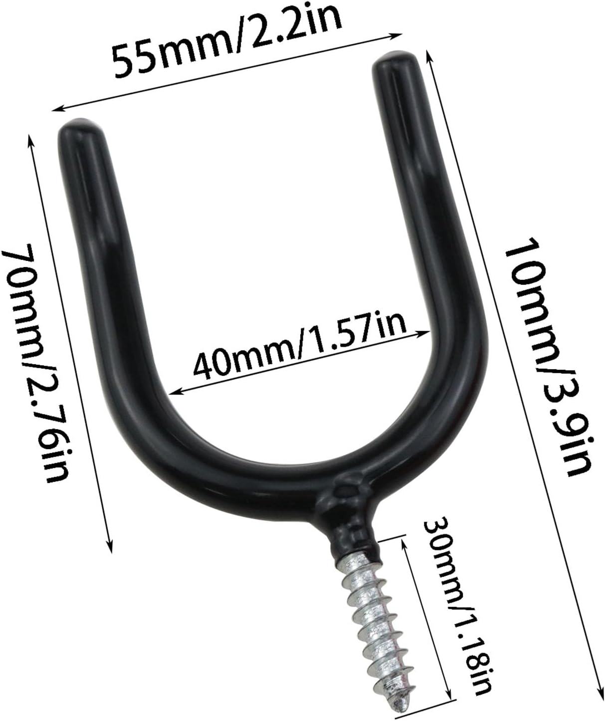 Two U-Shaped Shovel Hooks Each in Black and red, a Screw-in Heavy-Duty Tool Rack, Suitable for Hanging Garage, Garden and Courtyard Tools 4pcs