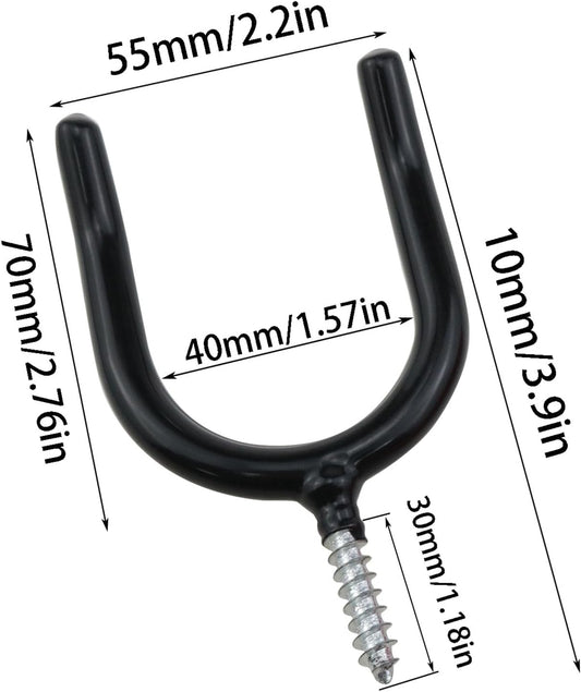 Two U-Shaped Shovel Hooks Each in Black and red, a Screw-in Heavy-Duty Tool Rack, Suitable for Hanging Garage, Garden and Courtyard Tools 4pcs