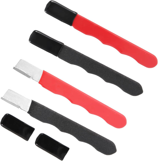 4pcs Garden Tool Sharpener, Portable Axe Blade Sharpener Mini Sharpening Tool for Hedge Shears Pruners Scissors Hatchets Sickle Broadhead Knife Machete (Black, Red)