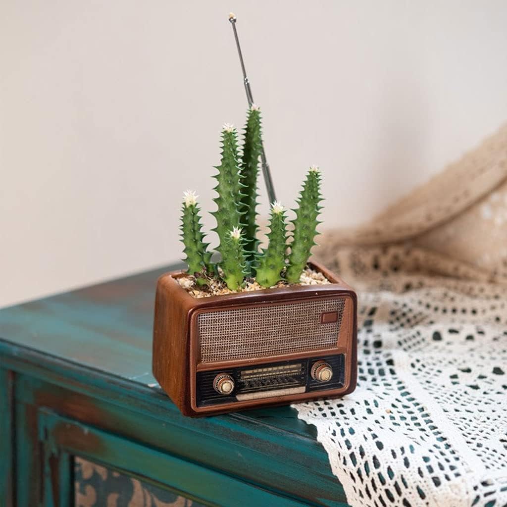 Flower Plant Pot Creative Radio-Shaped Resin Flower Pot with Drainage 
