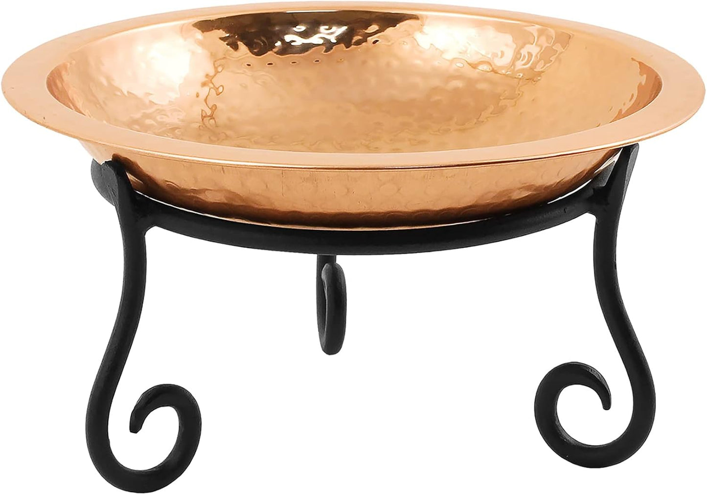 Achla Designs 201-7015 Hammered Short Stand Birdbath, Polished Copper Plated