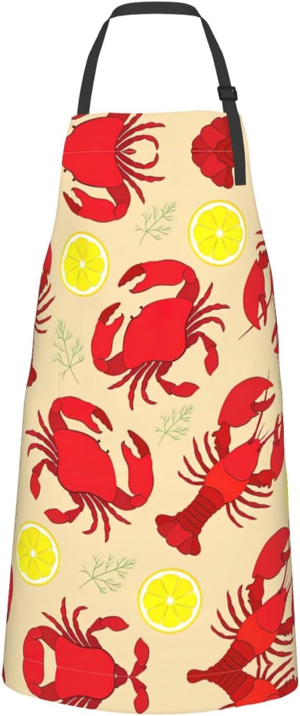 Lobster and Crab Print 28x33 In Adult Kitchen Apron with Pockets Versa