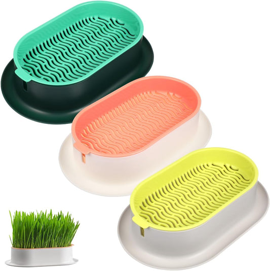 Hydroponic Cat Grass Planter Indoor Soilless Growing Box with Large Water Reservoir Practical Cat Plant Pot for Easy Home Cultivation 7.44X4.84X1.77In
