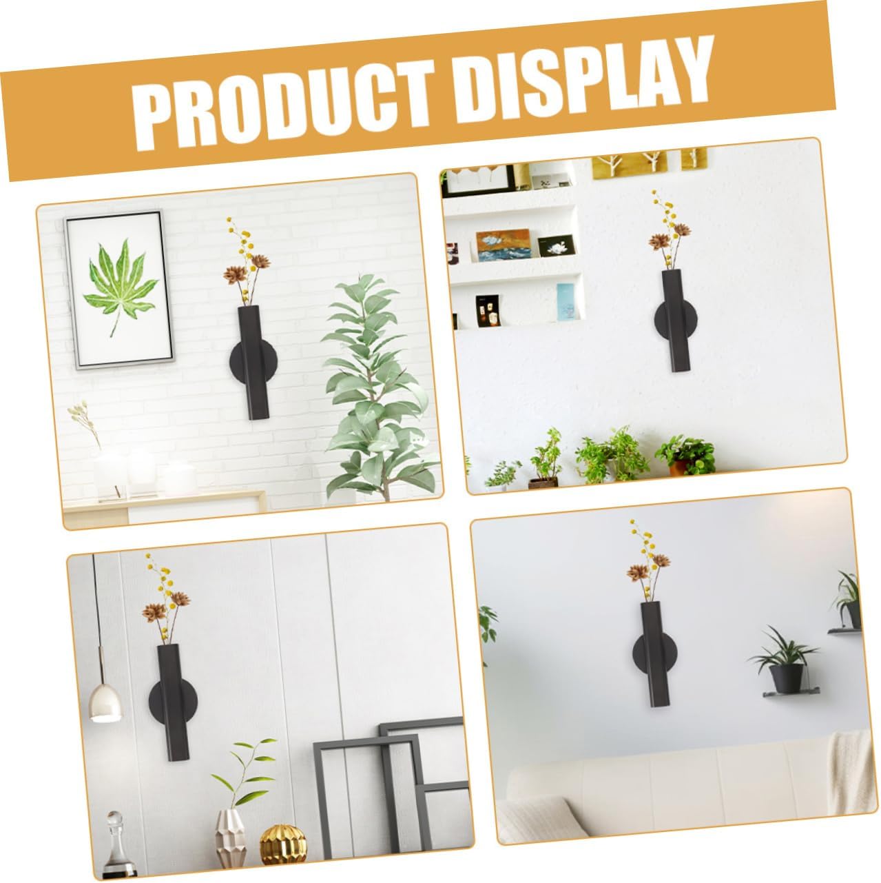 Milisten Chic Wall Flower Vase Holder Metal Tube Flower Pot for Home D