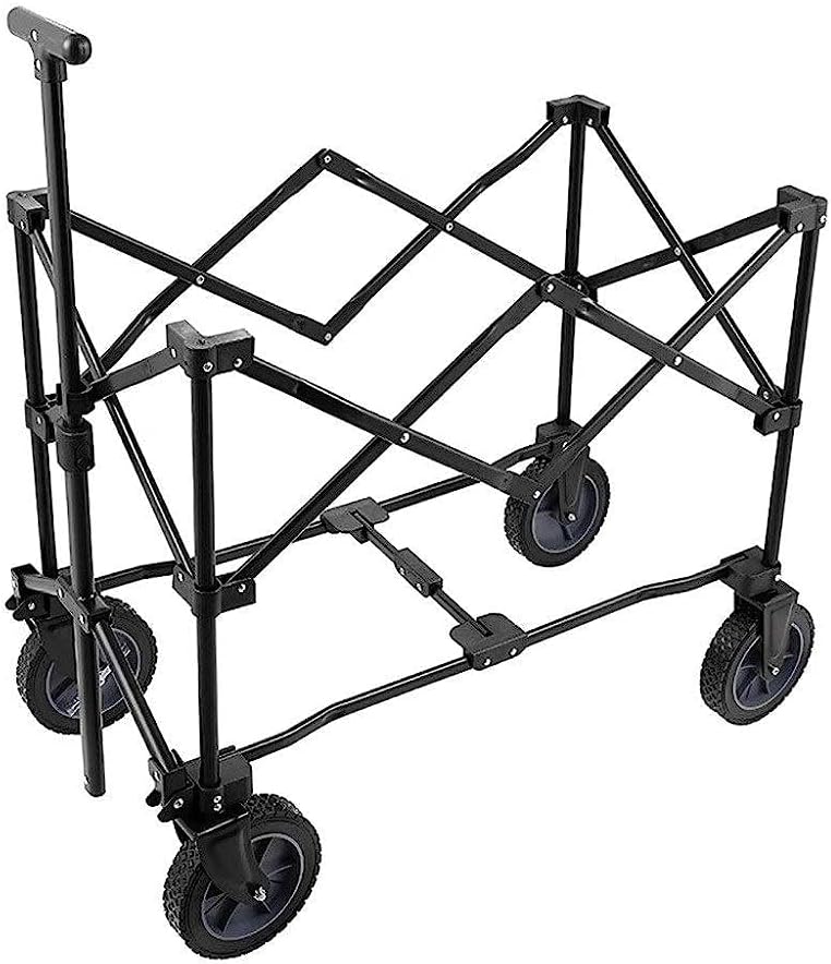 Handcart, Folding Portable Trolley Cart with Cover, Multifunction Shopping Cart Heavy Duty Wagon, for Outdoor/Camping/Fishing/Mall Cargo Carry Trolley, Load: 100Kg