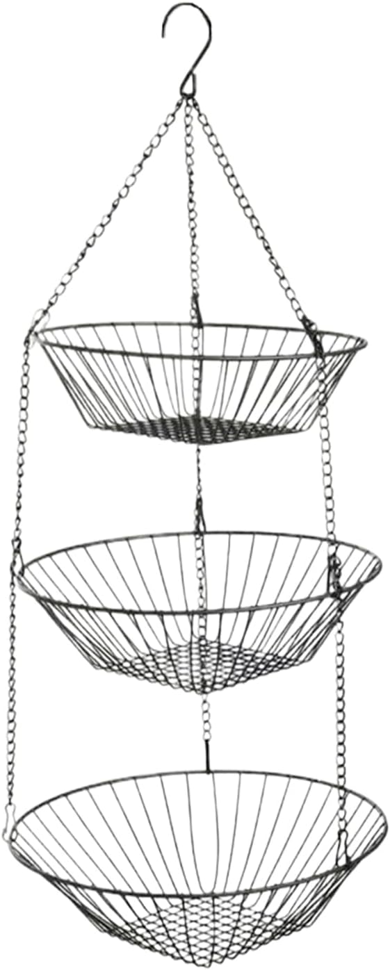 3-Tier Iron Storage Basket - Kitchen and Pantry Organizer for Fruits, 
