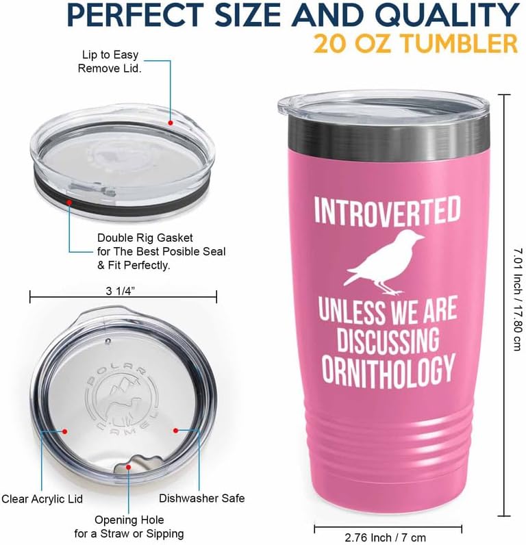 Birding Pink Edition Viking Tumbler 20oz - Introverted unless - Bird Feeder Backyard Birdwatcher Gifts Birding Bird Lover