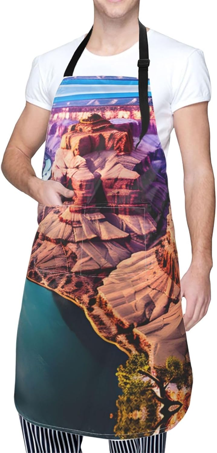 Beauty Grand Canyon print Waterproof chef's apron with pocket apron for kitchen cooking baking barbecue and gardening