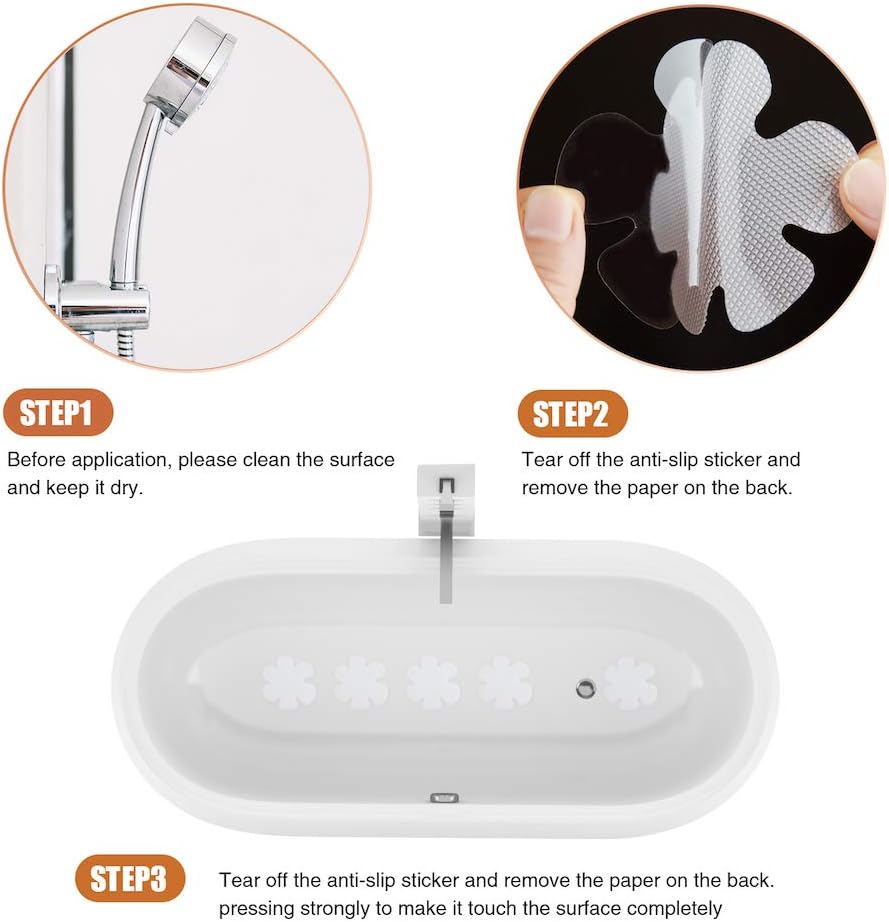 24PCS Original Bathtub Stickers Non-Slip, Safety Shower Treads Adhesive Appliques with Premium Scraper