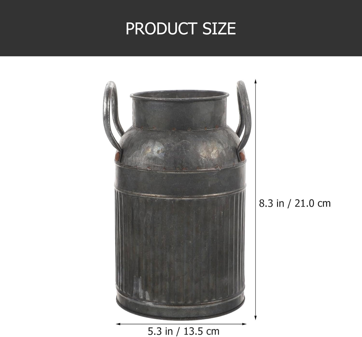 Vintage Metal Flower Bucket Planter, Rustic Decorative Floral Vase for
