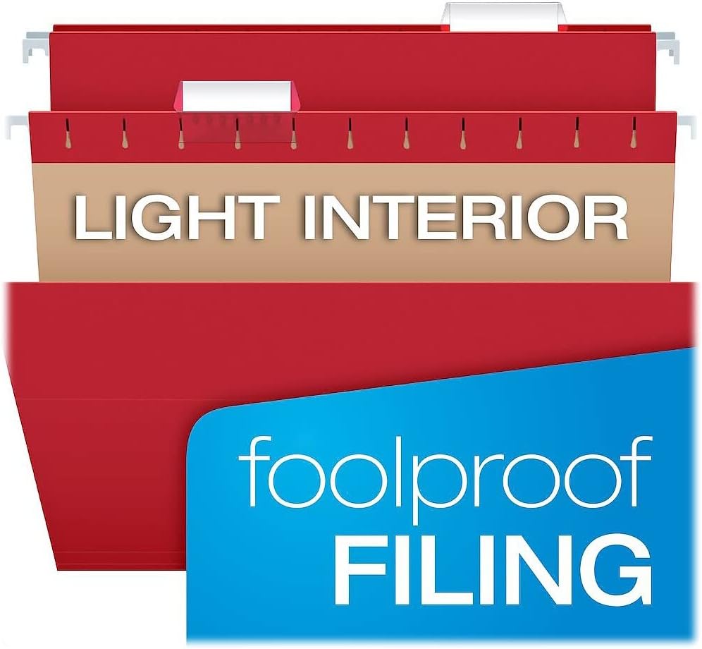 Pendaflex Hanging File Folders, Letter Size, Assorted Colors, 1/5-Cut 